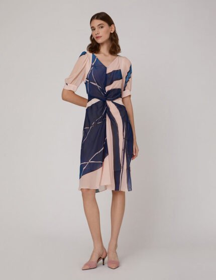 MARYLING Pink V-neck fishtail dress